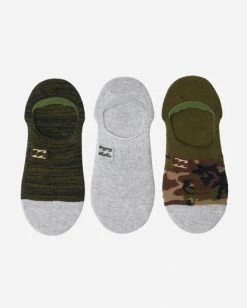 BILLABONG 3-Pack Camo No-Show Socks BLACK